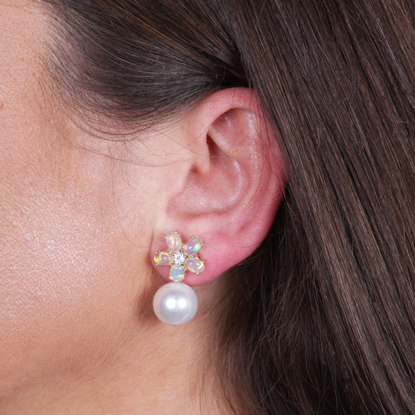 Opal Topaz and Pearl Earrings