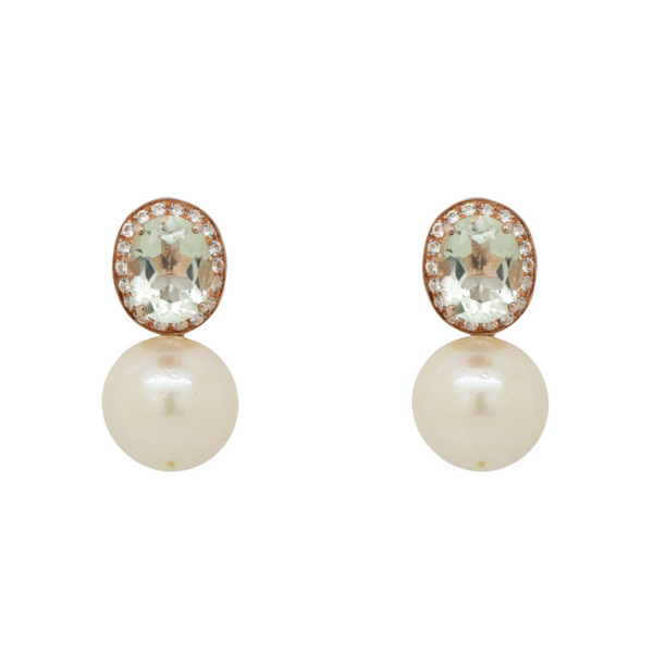 Peridot Topaz and Pearl Earrings