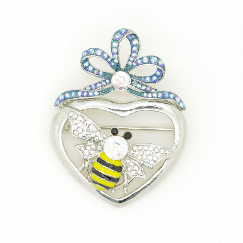 Love Heart Bumble Bee Brooch