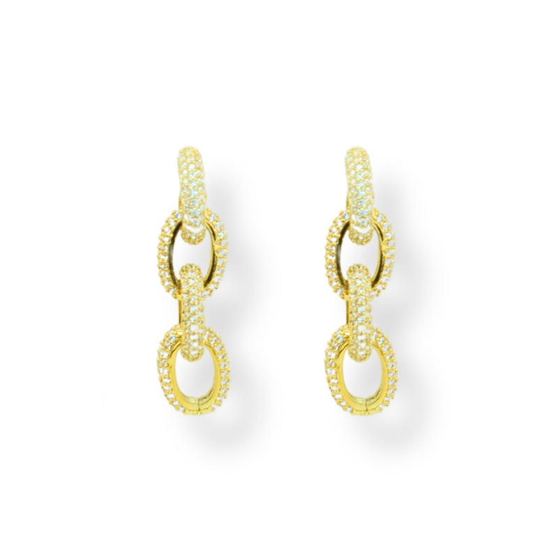 Small Crystal Cable Link Earrings