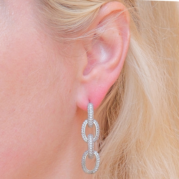 Small Crystal Cable Link Earrings