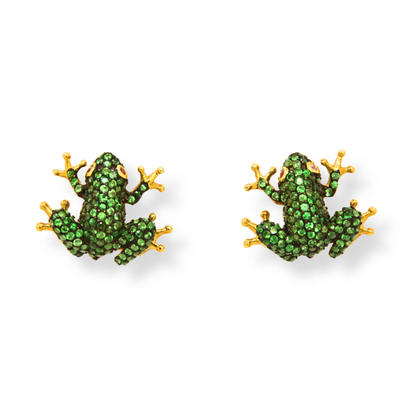 Green Garnet Frog Studs
