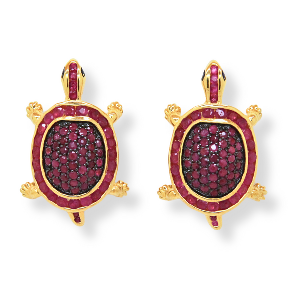 Ruby Turtle Stud Earrings