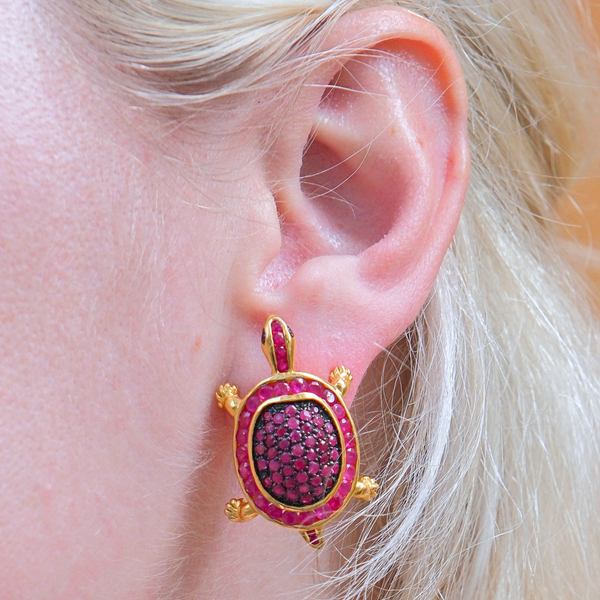 Ruby Turtle Stud Earrings