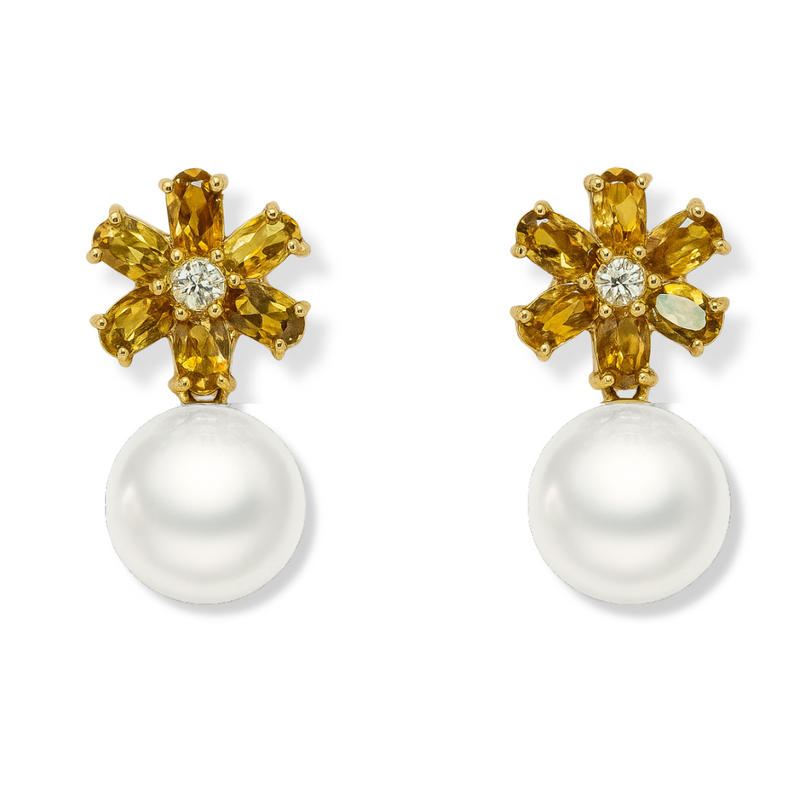 Earth Tone Tourmaline and Freshwater Pearl Earrings