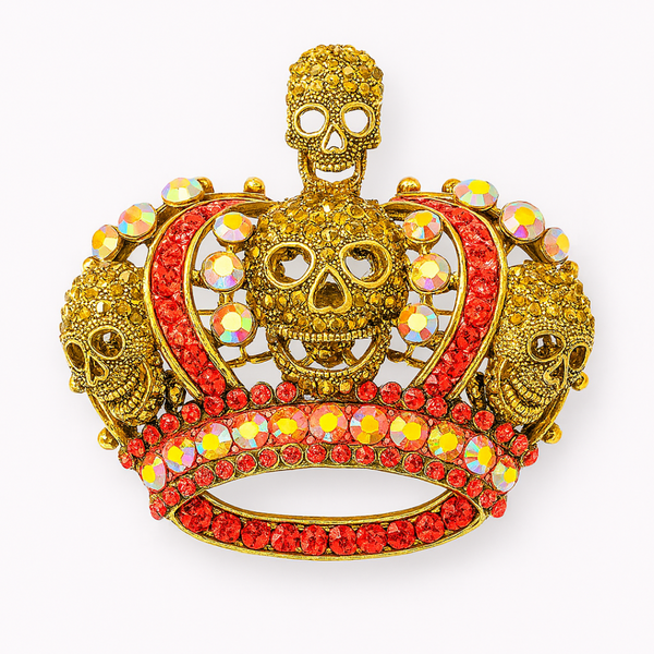 Multi Skull and Crown Brooch