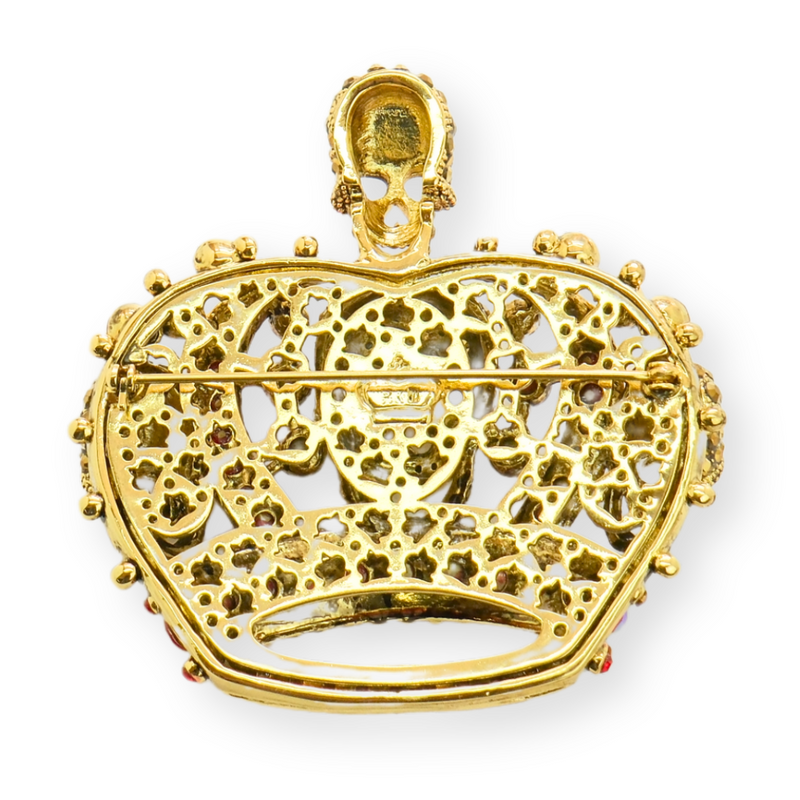 Multi Skull and Crown Brooch