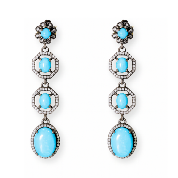 Cascading Turquoise and Topaz Earrings