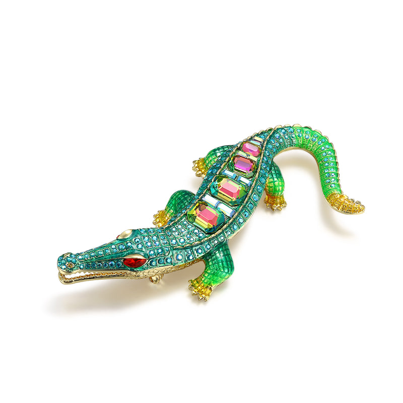 Crystal Crocodile Brooch