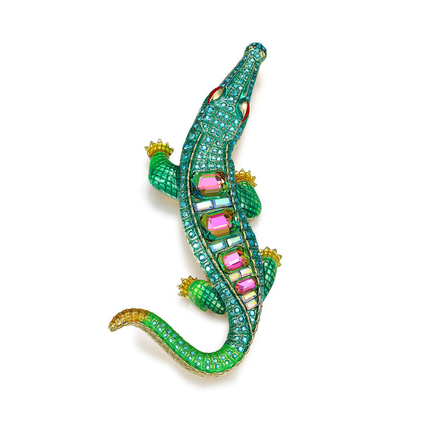 Crystal Crocodile Brooch