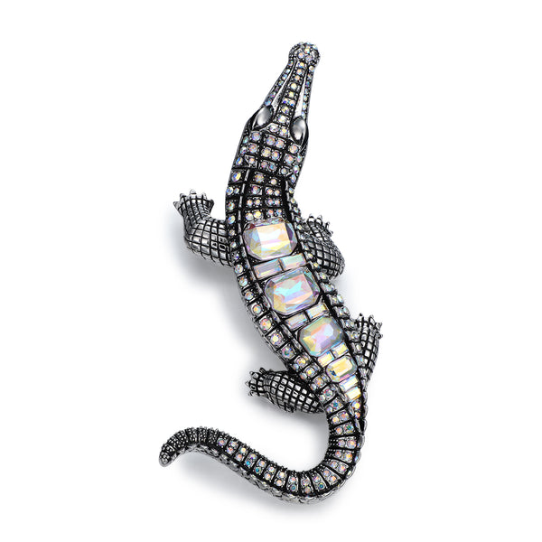 Crystal Crocodile Brooch