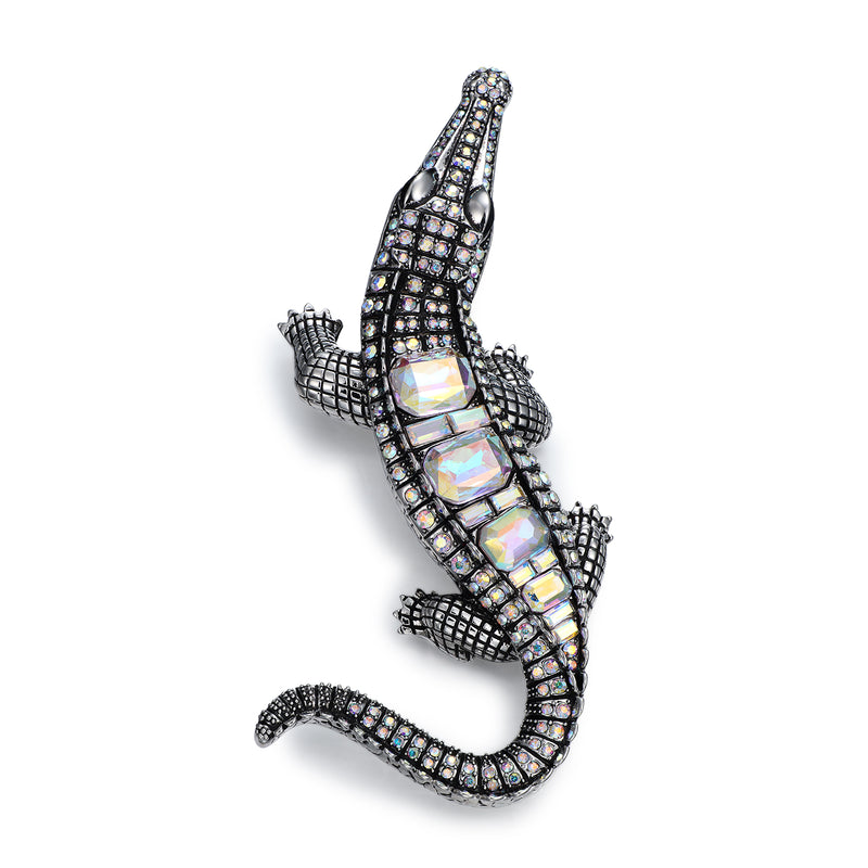 Crystal Crocodile Brooch