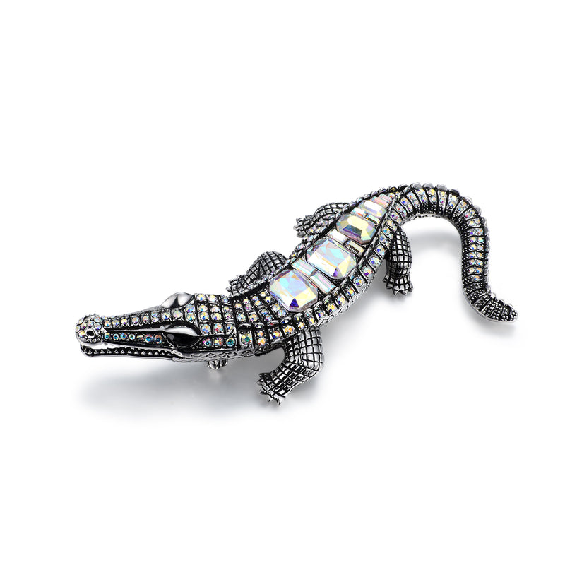 Crystal Crocodile Brooch