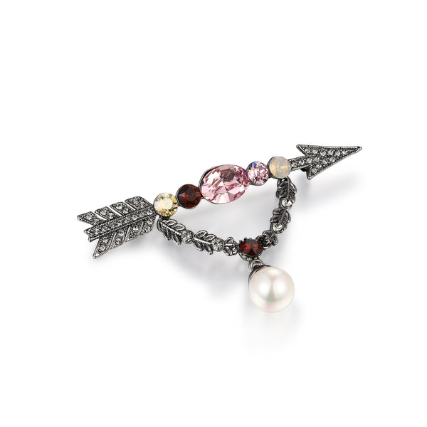 Arrow and Drop Pearl Brooch