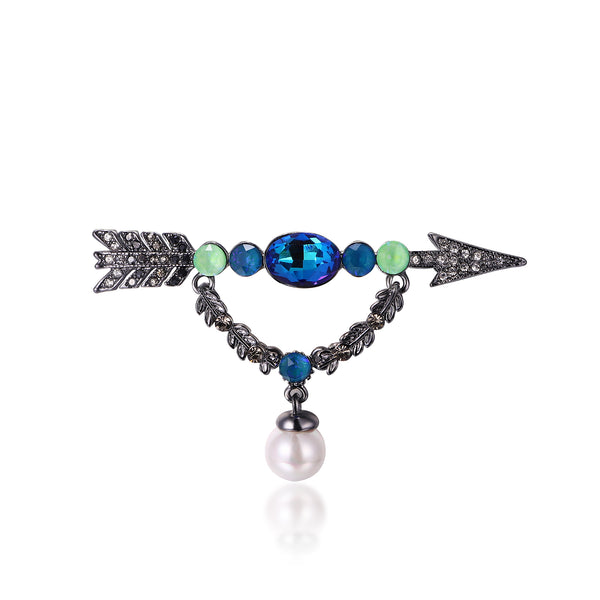 Arrow and Drop Pearl Brooch