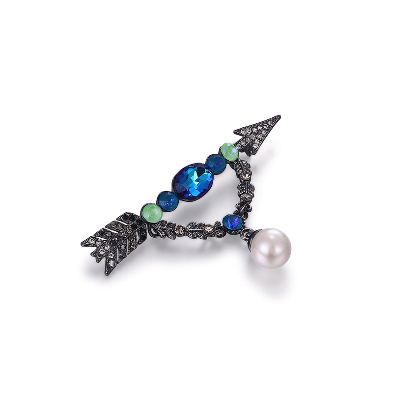Arrow and Drop Pearl Brooch