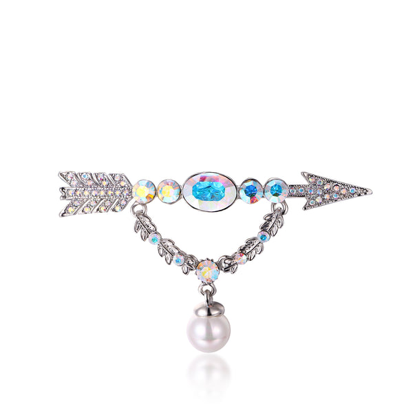 Arrow and Drop Pearl Brooch
