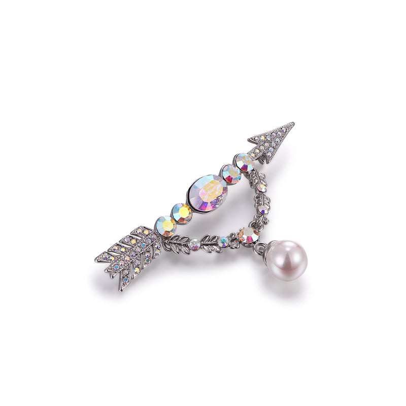 Arrow and Drop Pearl Brooch