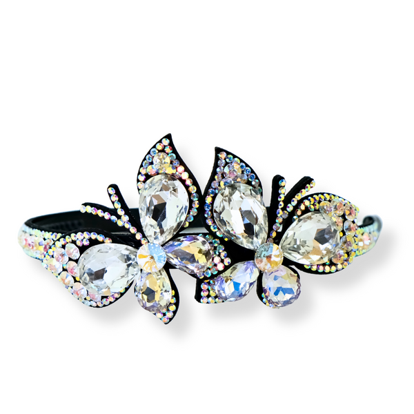 Double Crystal Butterfly Headband