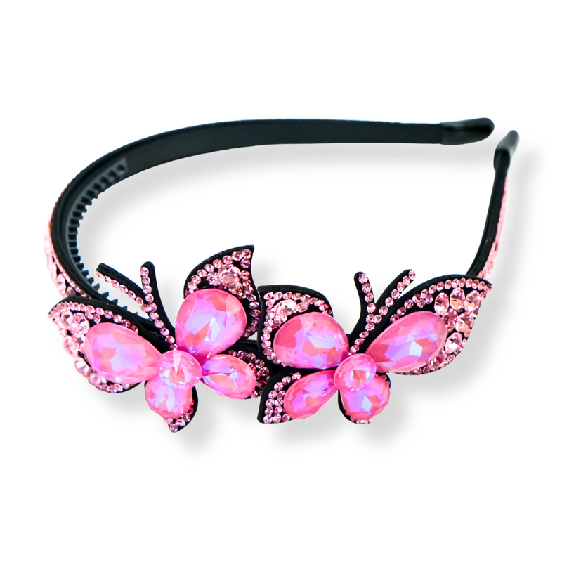 Double Crystal Butterfly Headband
