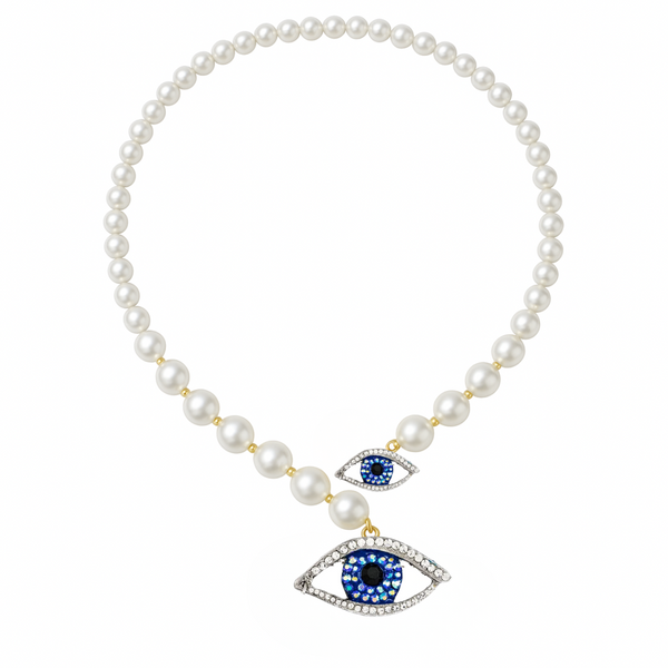 Wraparound Faux Pearl Eye Necklace