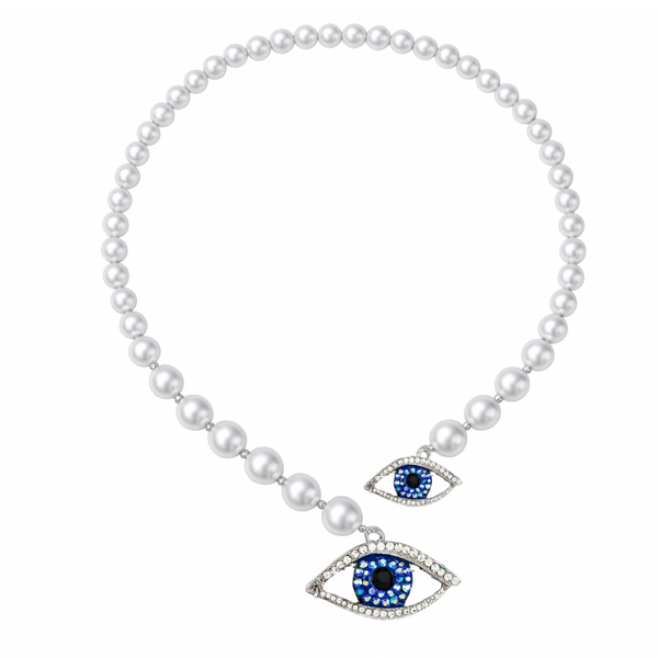 Wraparound Faux Pearl Eye Necklace