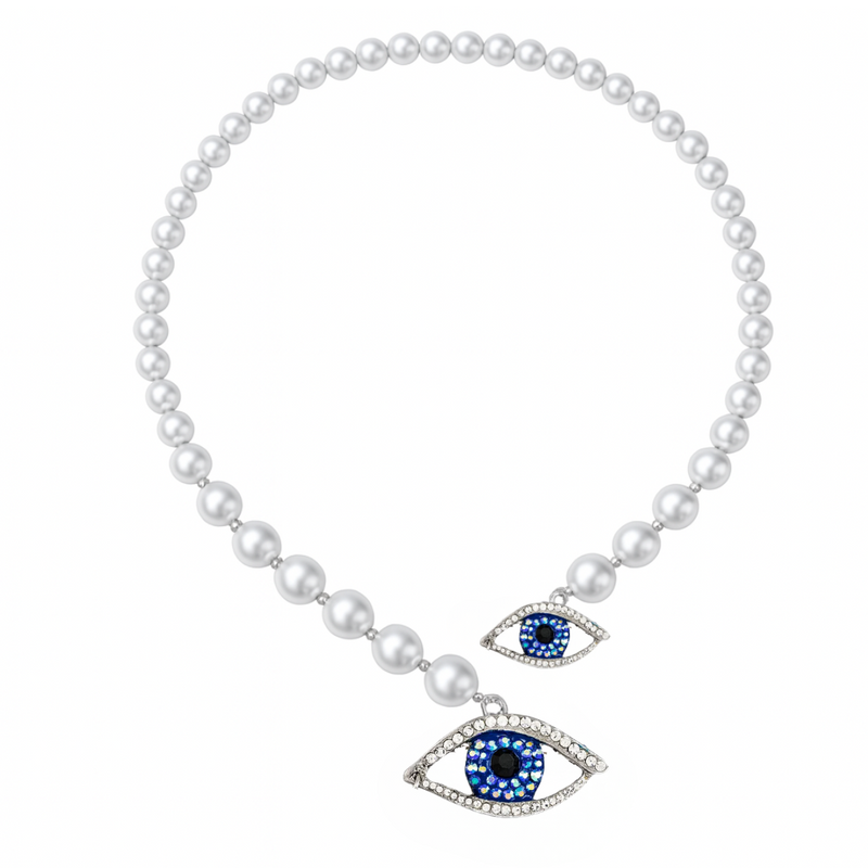 Wraparound Faux Pearl Eye Necklace