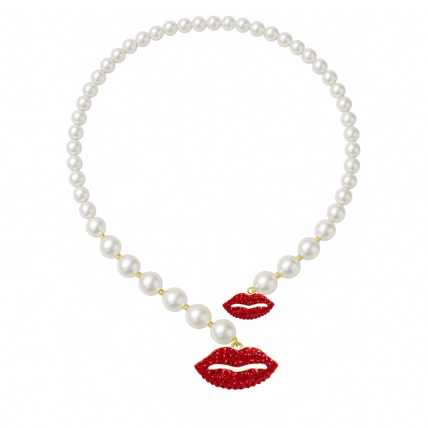Wraparound Faux Pearl Lip Necklace