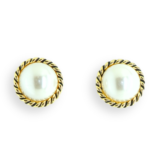 Antique Style Pearl Clip On Earrings