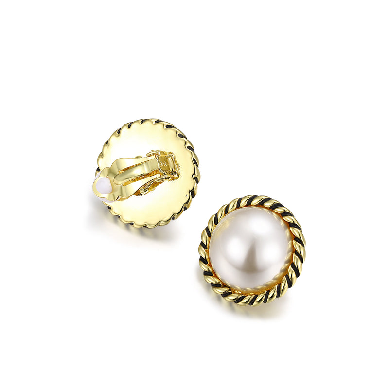 Antique Style Pearl Clip On Earrings