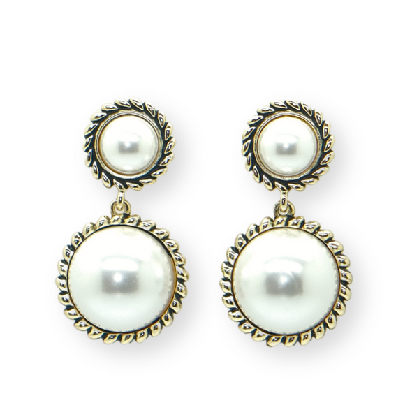 Antique Style Double Pearl Earrings