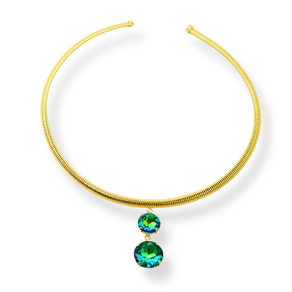 Double Crystal Snake Chain Necklace