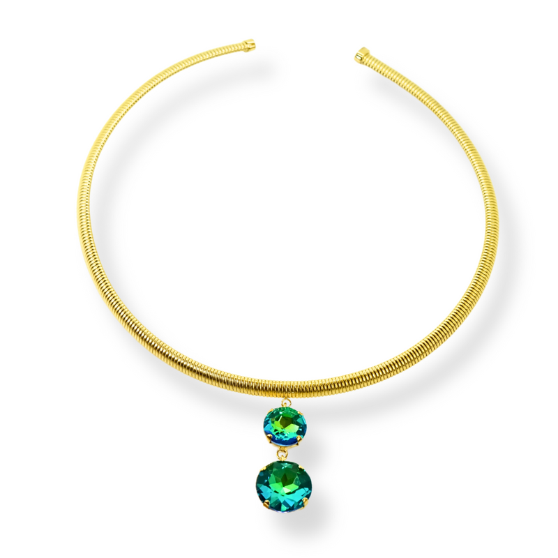 Double Crystal Snake Chain Necklace