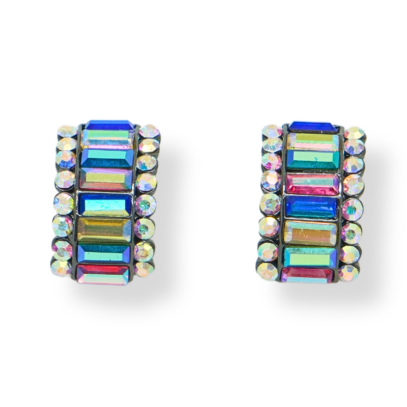 80's Style Crystal Clip On Earrings