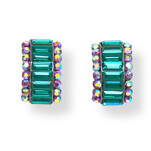 80's Style Crystal Clip On Earrings