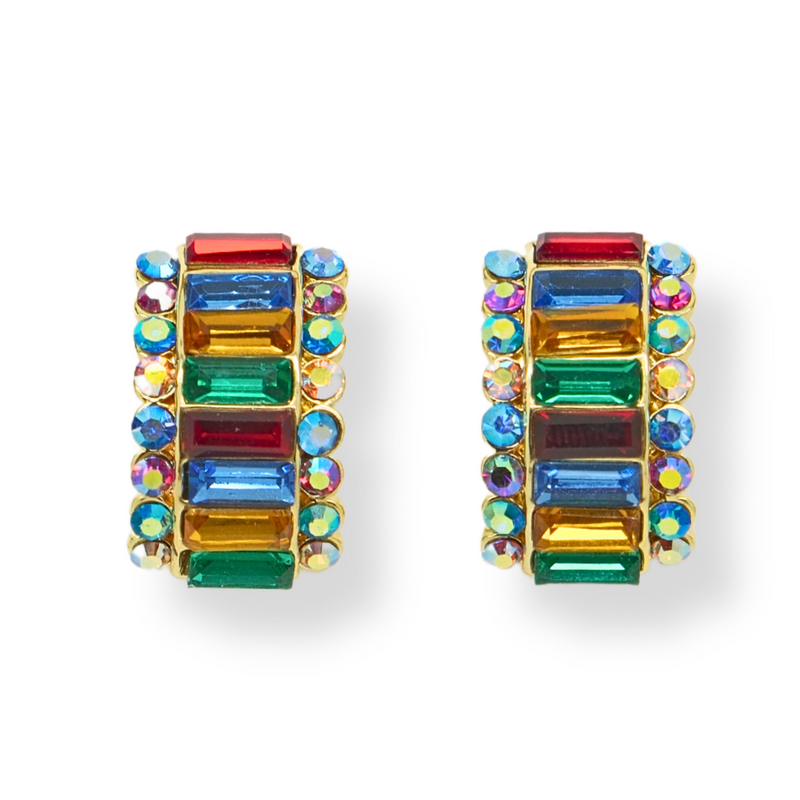 80's Style Crystal Clip On Earrings