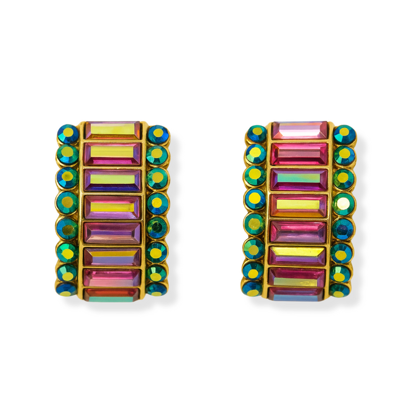 80's Style Crystal Clip On Earrings