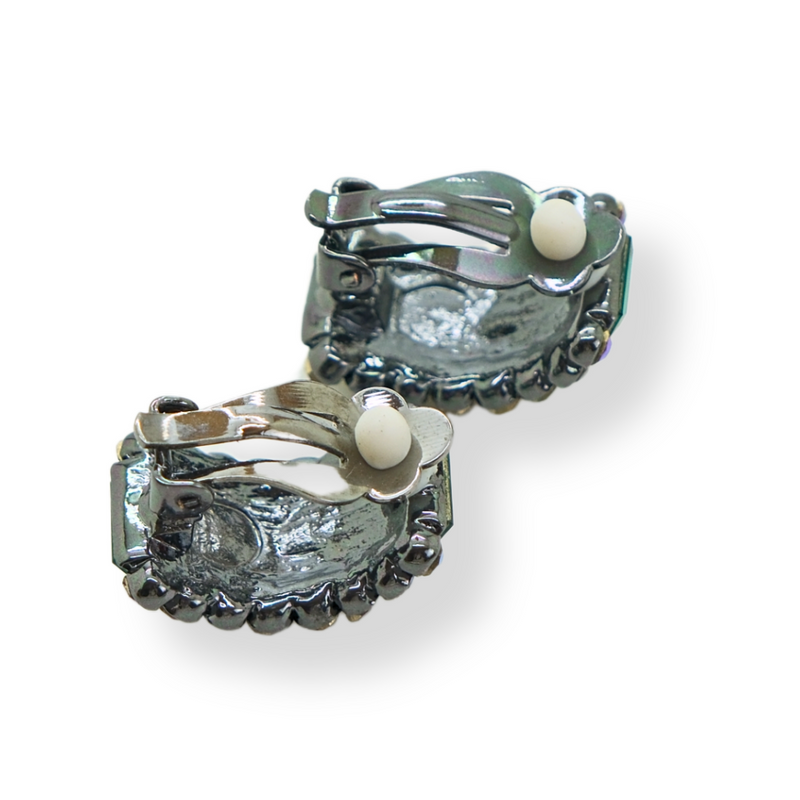 80's Style Crystal Clip On Earrings