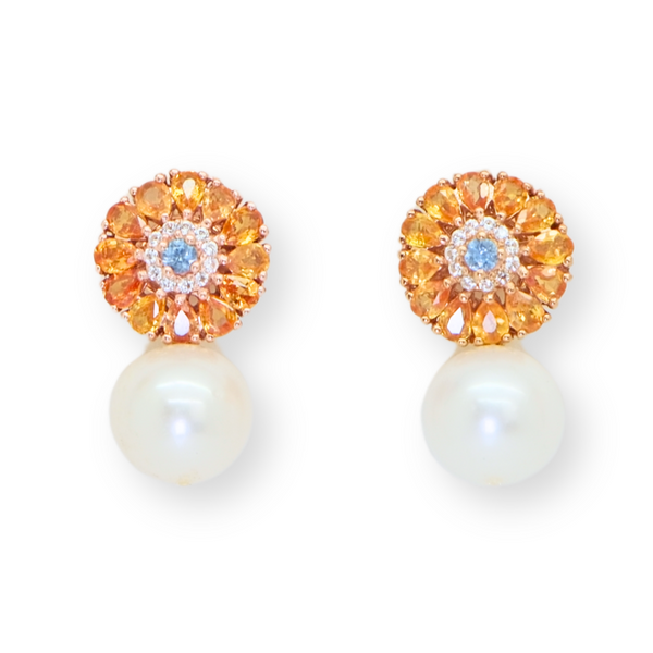Sapphire and Freshwater Pearl Earrings