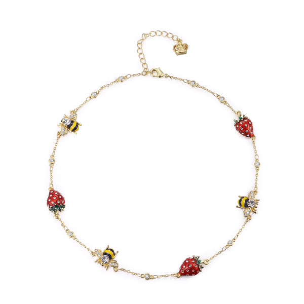 Strawberry and Bumble Bee Necklace