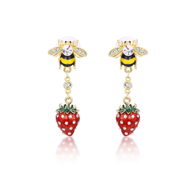 Strawberry and Bumble Bee Earrings