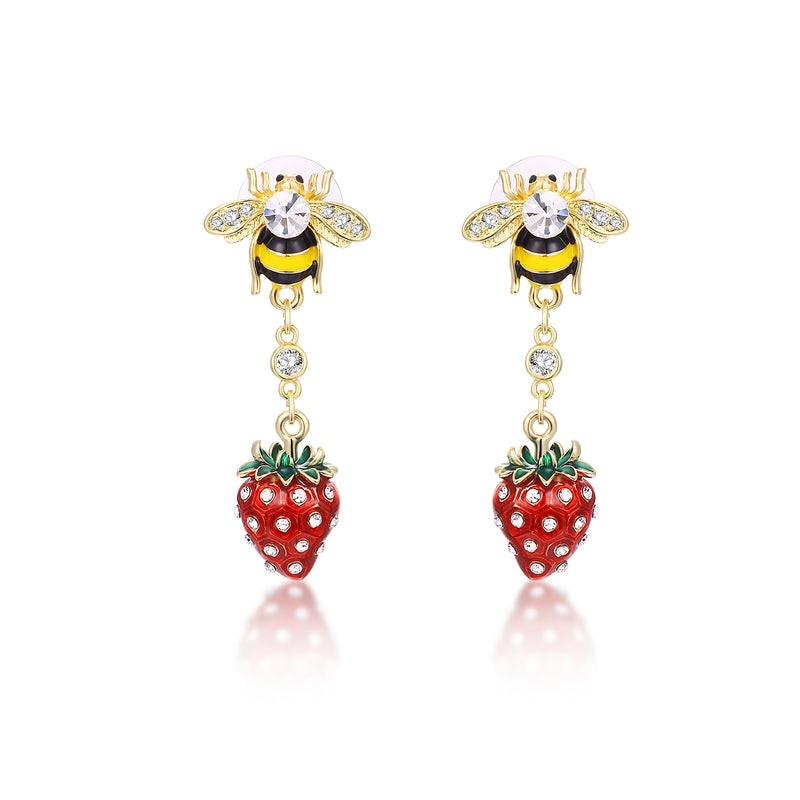 Strawberry and Bumble Bee Earrings