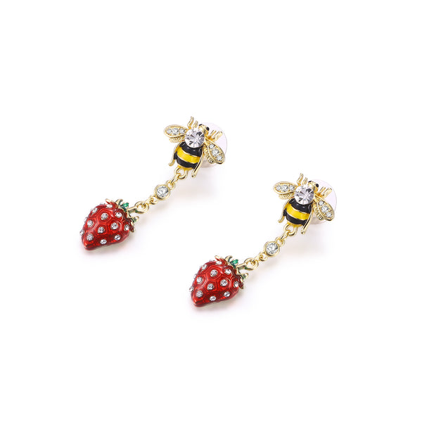 Strawberry and Bumble Bee Earrings