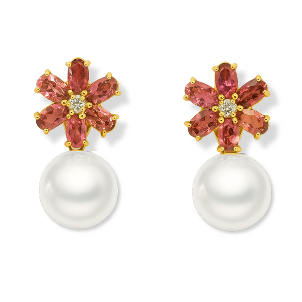 Tourmaline and Freshwater Pearl Earrings