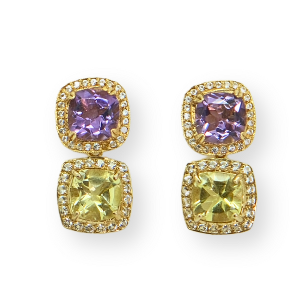 Amethyst Citrine and Topaz Earrings