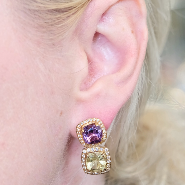 Amethyst Citrine and Topaz Earrings