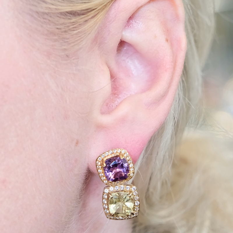 Amethyst Citrine and Topaz Earrings