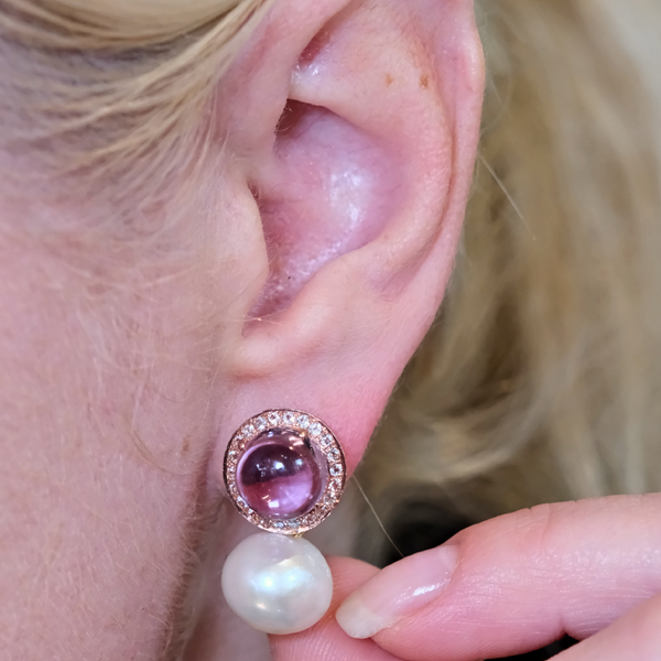 Amethyst Topaz and Freshwater Pearl Earrings