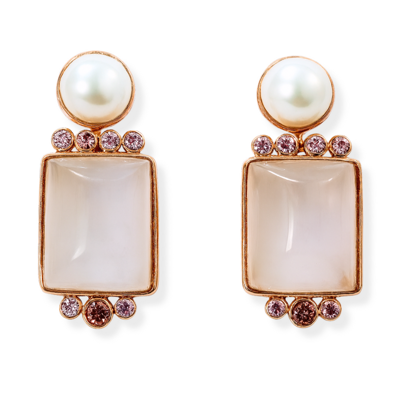 Rose Quartz and Pink Sapphire Earrings