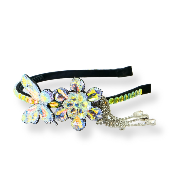 Crystal Drop Flower and Butterfly Headband